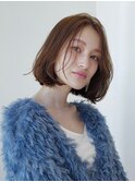 チョコグレージュ/20代30代大人かわいい/ミディアムレイヤー