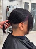 ツーブロックボブインナーカラーピンクラベンダーカラー
