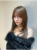 オリーブグレー/ブリーチなし/マロンベージュ/黒髪/小顔/銀座