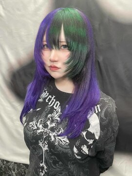エルシャドール(EL-SHADDOLL) 紫緑ツートン、顔まわりレイヤー、デザインカラー