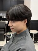 センターパート 毛流れ マッシュ メンズヘア シースルー