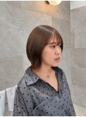 セルフカラーの緑ムラを整える透け感グレージュ