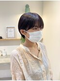 くびれヘア顔周り韓国レイヤーカット黒髪ショートミディアム/柏