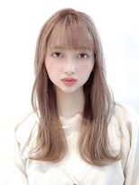 ロングレイヤーグレージュカラー透明感ベージュ20代30代40代