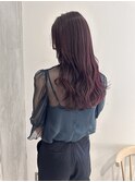 YOKE 切りっぱなしロング艶髪ブリーチなしピンクボルドー