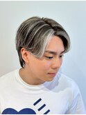 横浜メンズメッシュカラーハイライトセンターパートブリーチヘア