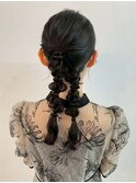 編みおろしツイン　ヘアセット　結婚式　ライブ　20代30代