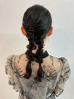 ジゼル 博多筑紫口店(GiseL)&nbsp;編みおろしツイン　ヘアセット　結婚式　ライブ　20代30代