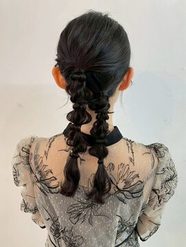 ジゼル 博多筑紫口店(GiseL) 編みおろしツイン　ヘアセット　結婚式　ライブ　20代30代