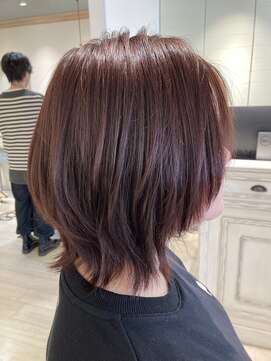 シェノン 赤羽店(CHAINON) レッドブラウンショートウルフ顔まわり小顔カット2025