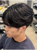 シースルーフェザーショート/フェザーパーマ/ラウンドマッシュ