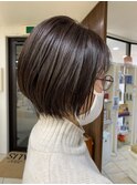 大人可愛いショートボブ/艶髪濡れ髪/小顔丸みショート/ひし形
