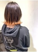 【Quartett】切りっぱなしボブ×オレンジベージュテールカラー 