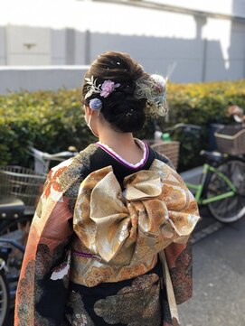 かぐや姫 エルモード フェレ美容室 行徳店 振り袖着付け+ヘアーセット