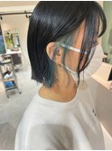 saraju ヒラノ インナーカラー ブルー グリーン