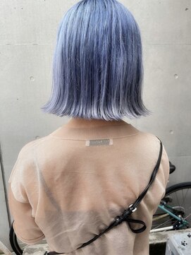 ラミエバイメルト 下北沢(lamie by melt) 【村上慶登】ペールネイビー ボブ 大人かわいい ブルー 20代