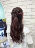 ハーフアップ ＊ピアスカラー＊ウェーブ巻き