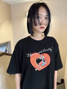 ソイ コンク 下北沢(soi conc) 【plum】髪質改善_センターパート_ボブ_プラムブラック