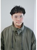 ブルーブラック韓国マッシュスペインカールスパイキーショート