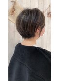 ショート/暗めカラー/髪質改善ストレート/白髪ぼかし