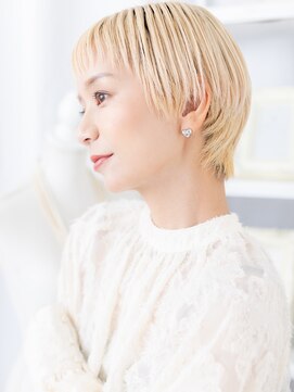 モッズヘア 越谷(mod's hair) オン眉ホワイトブロンド小顔ショートウルフa越谷10代20代30代!
