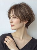 大人ショートボブ白髪ぼかし脱白髪染め30代40代50代60代