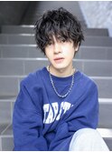 前髪パーマ/波巻きスパイラル/黒髪/ダウンパーマ