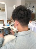 MEN'S HAIR  センターパート ツイストスパイラル コンマヘア