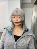 ホワイトシルバーとターコイズのデザインカラー