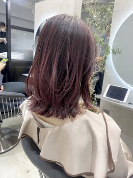 エトラ 渋谷店(etora) ミディアム　くびれ巻き　ハイライト　モーブピンク