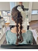 編み下ろしツインポニー