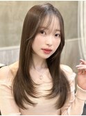 韓国風/レイヤー/小顔/前髪カット/髪質改善/グレージュ/透明感