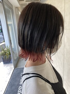 ヘアーメイク アディクト(HAIR MAKE addict) 裾カラー/ピンクレッド　【@addict_madoka】