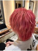 ショートウルフ ダブルカラー ピンク