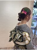 立体感リボン型アップヘア結婚式卒業式成人式ヘアアレンジ