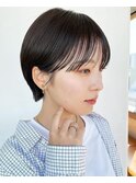 大人ショートボブ黒髪ショートカットマッシュショート前髪あり
