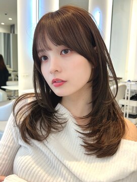 シティーバイローウェ 表参道(City/louwe) ミディアムレイヤーカット/オリーブベージュ/20代30代40代