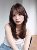 ロンググレージュ韓国ヘア顔周りレイヤー_F51132