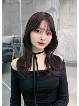 フィヴェント(Fivent) 黒髪韓国小顔レイヤーイメチェン暗めオリーブグレークラゲヘアー