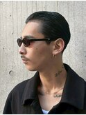 ba2394_黒髪アッシュオールバックニュアンスパーマ