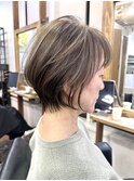 40代50代60代/脱白髪染め白髪ぼかしハイライトショートボブ