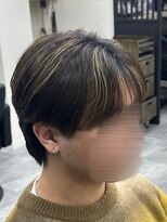 フイ 恵比寿(Hui) フェザーパーマ/グレーブルーカラー/刈り上げショートパンク