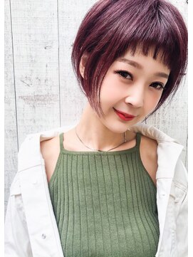 ローランド(Rowland) ショートボブ☆ピンクパープル☆眉上☆ぱっつん