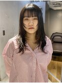 【中澤彩乃】ロングウルフレイヤーグレーアッシュシースルー前髪