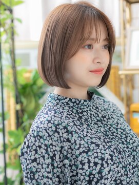 カバーヘア ブリス 戸田公園西口店(COVER HAIR bliss) 暖色系カラー透けバングぷつっとボブh3戸田公園20代30代40代