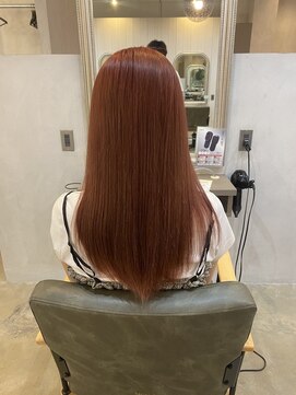 シェル 津山の手店(shel) うるつやオレンジベージュ!20代30代大人可愛いストレートロング