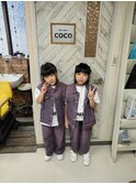 ダンススタイル、コンローエクステ入り、双子ヘアー