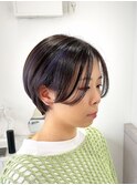 インナー紫前髪長めショートボブ【suiw】昭和町/天王寺/阿倍野