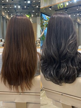 エレノア トーキョー 恵比寿(ELEANOAH TOKYO) 韓国ヘア　小顔レイヤー　小顔顔まわりカット　マロンブラウン