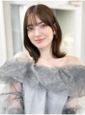 くびれヘアアプリコットオレンジ夏ヘアハイライトカラー